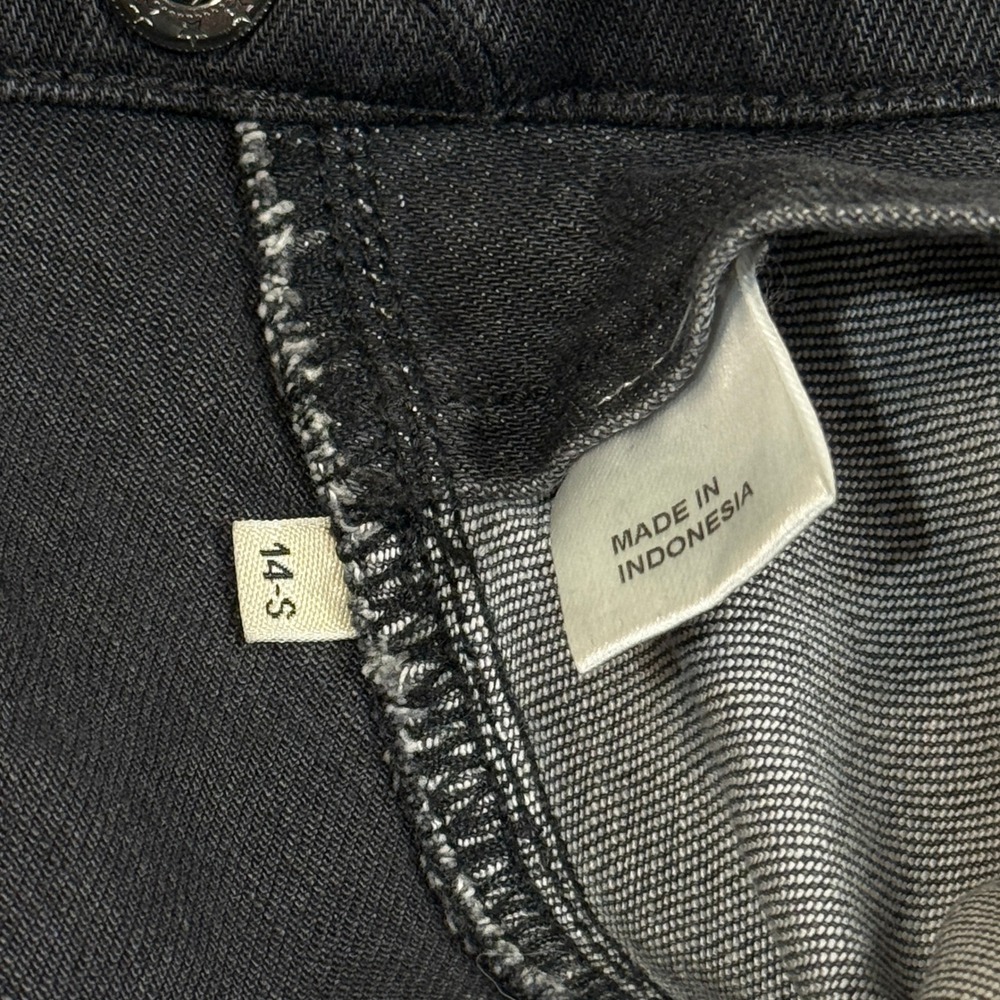 Zadig & Voltaire Noah Faded Black Denim Trucker Jacket Skull Patch Womens 14-S - Picture 5 of 15